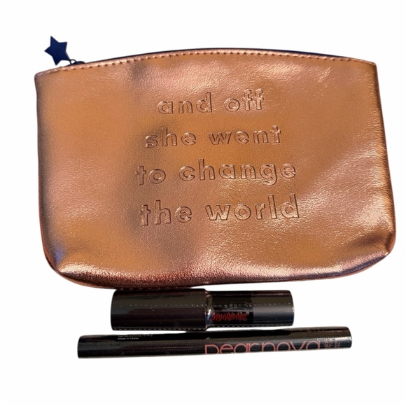 7 pc Ipsy Copper Tone Small Makeup Bag with Skincare and Makeup Set - Picture 3 of 15